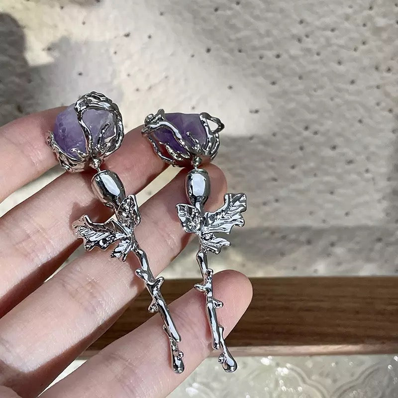 Amethyst Rose Earrings