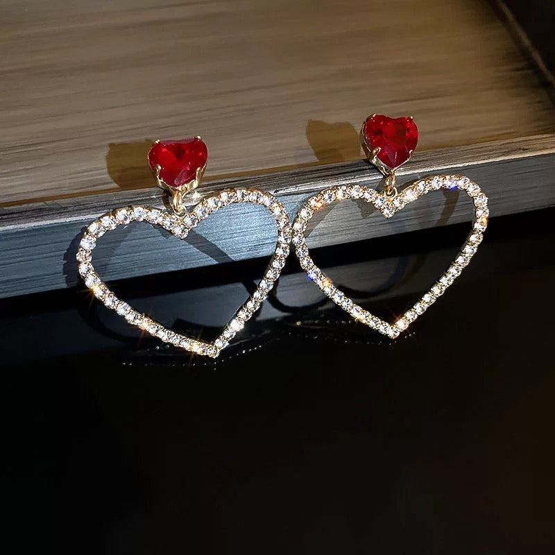 Blinged out Heart Earrings