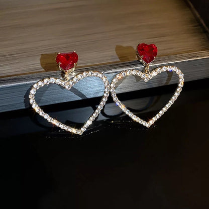 Blinged out Heart Earrings