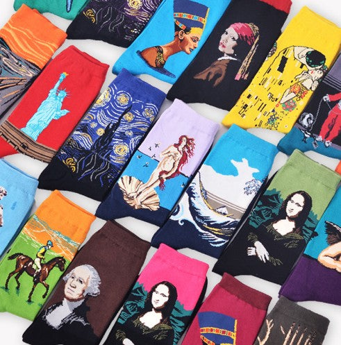 Art retro world famous paintings socks