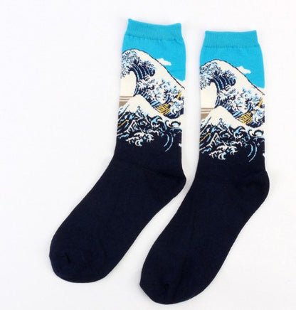 Art retro world famous paintings socks