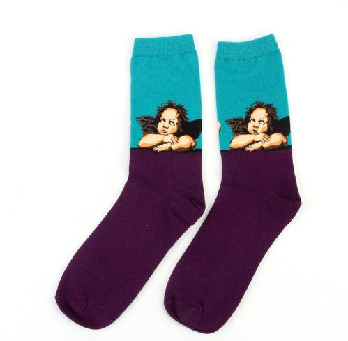 Art retro world famous paintings socks