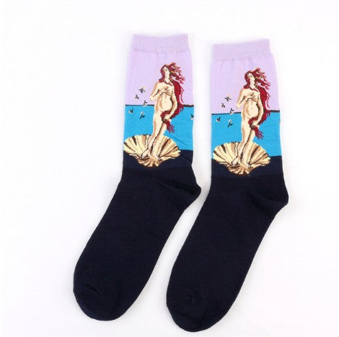 Art retro world famous paintings socks