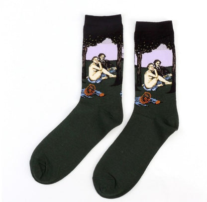 Art retro world famous paintings socks