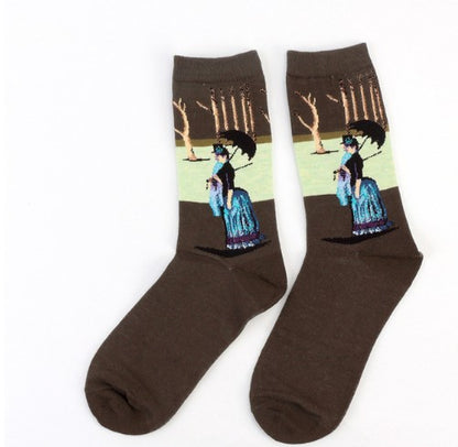Art retro world famous paintings socks